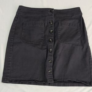 LOFT Charcoal Button-Front Mini Skirt